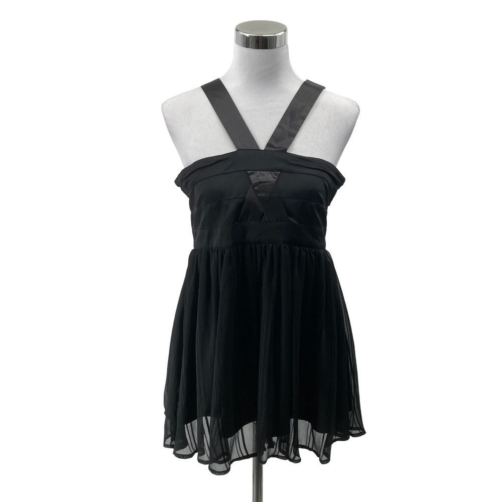Kenar Black Strapless Chiffon Cocktail Dress Medium Little Black Dress Party